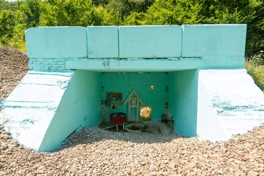 Neberdzhaevskaya, Russia - July 24, 2021: One of the sources of the complex of springs "Holy handle"" in the Krymsky district of the Krasnodar Territory, not far from the village of Neberdzhaevskaya"