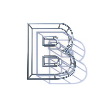 Steel wire frame font Letter B 3D render illustration isolated on white background