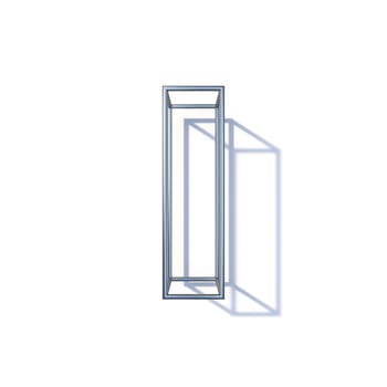 Steel wire frame font Letter I 3D render illustration isolated on white background