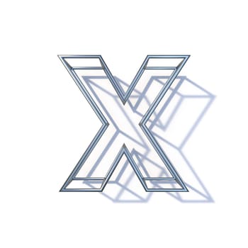 Steel wire frame font Letter X 3D render illustration isolated on white background