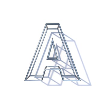 Steel wire frame font Letter A 3D render illustration isolated on white background