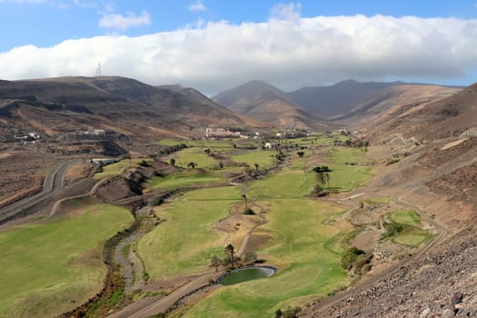 Golfplatz im Barranco de Vinamar, Morro Jable, Fuerteventura,Spanien