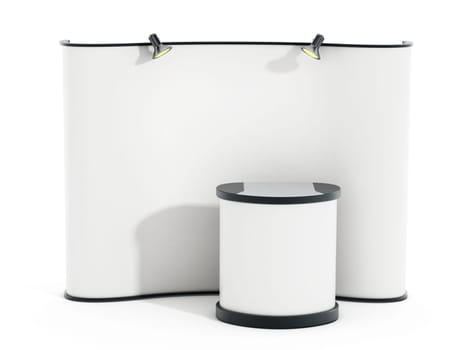 Exhibition stand isolated on white background.