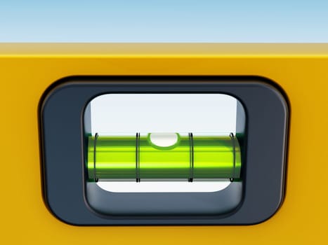 Yellow water level with green liquid in perfect balance
