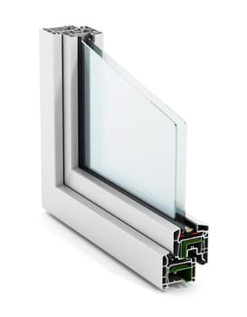 PVC window detail isolated on white background