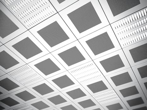 Suspended ceiling with square tiles