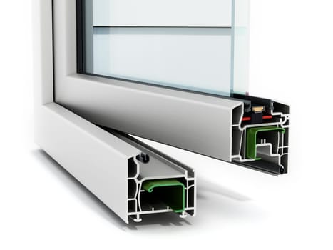 PVC window detail isolated on white background