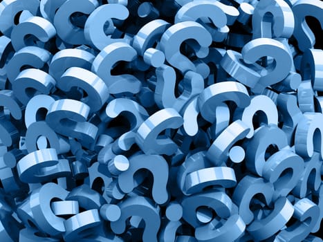 Blue question marks stack background
