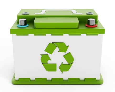 Recyclable car battery isolated on white background