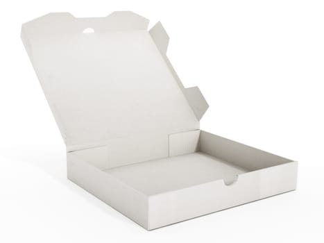 Isolated pizza boxes with one open