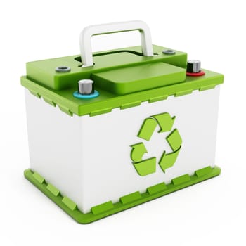 Recyclable car battery isolated on white background