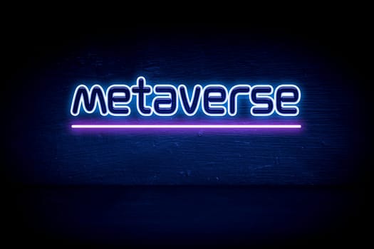 metaverse - blue neon announcement signboard