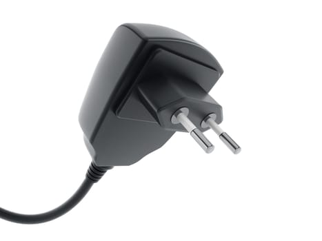 Black battery charger isolated on white background