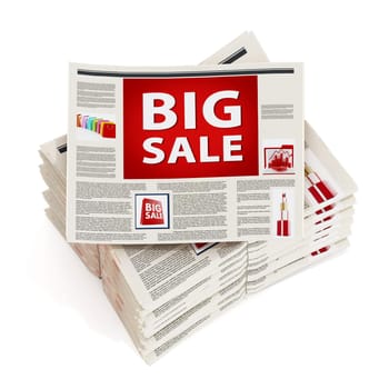 Big sale text on red as newspaper headline
