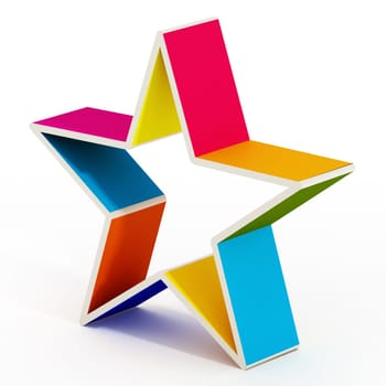 Multi colored star shape isolated on white background.