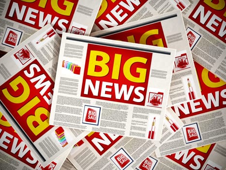 Big news text on red as newspaper headline