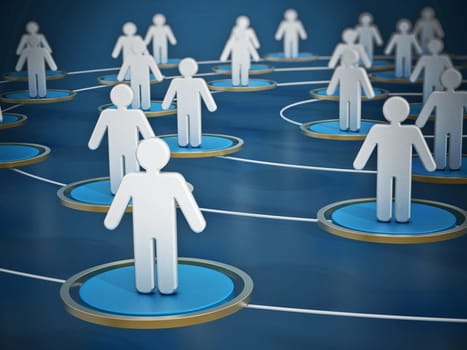 Human network concept with circles connecting people
