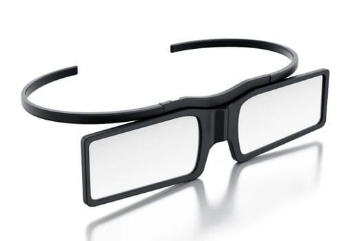 3D glasses isolated on white background with reflection