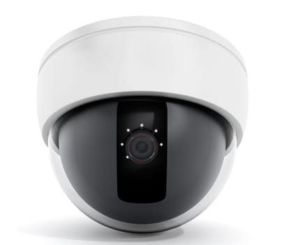 White dome camera isolated on white background.