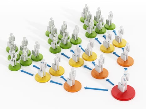 Business network diagram with circles connecting people.