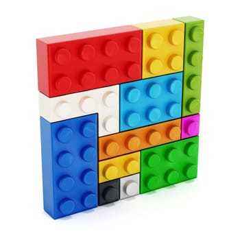 Multi colored toy blocks isolated on white background