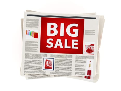 Big sale text on red as newspaper headline