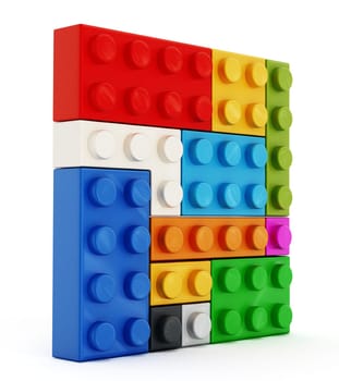 Multi colored toy blocks isolated on white background