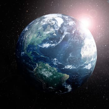 Earth in space showing Europe,Asia and Africa.