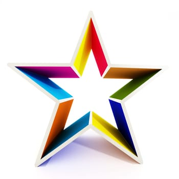 Multi colored star shape isolated on white background.