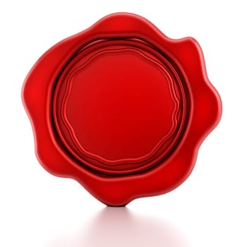 Blank red wax seal isolated on white background