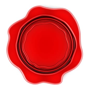 Blank red wax seal isolated on white background