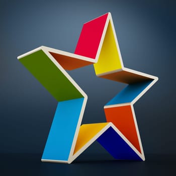 Multi colored star shape isolated on black background.