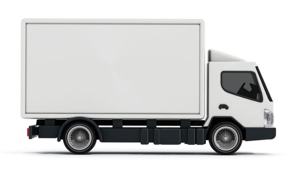 White delivery truck or transportation van isolated on white background