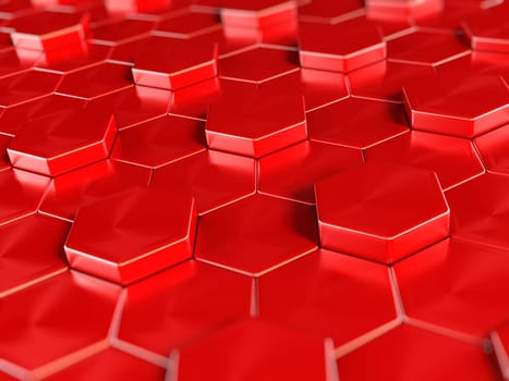 Abstract hexagonal background formed with white, yellow and red hexagon shapes.