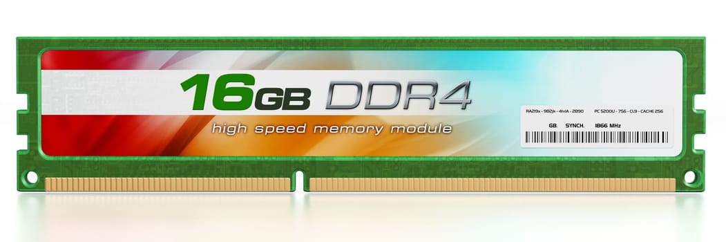 Generic RAM module isolated on white background