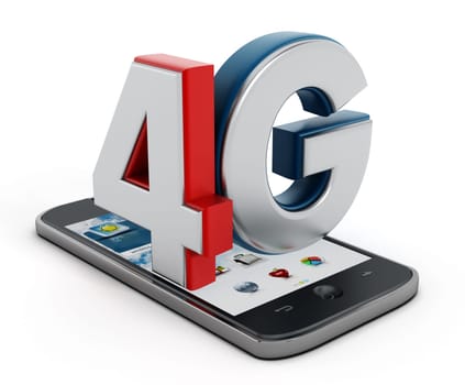 4G text on smartphone isolated on white background
