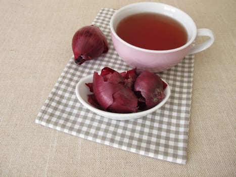 A cup of red onion peel tea