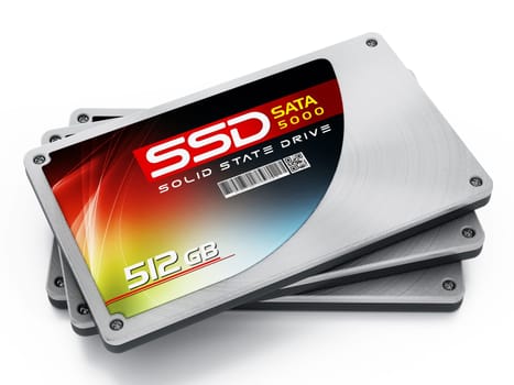 SSD Solid state drives isolated on white background.