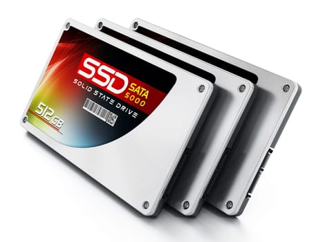 SSD Solid state drives isolated on white background.