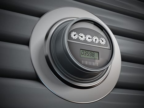 Electric meter with LCD panel hanging on the wall
