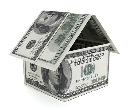 Dollar shaped house isolated on white background