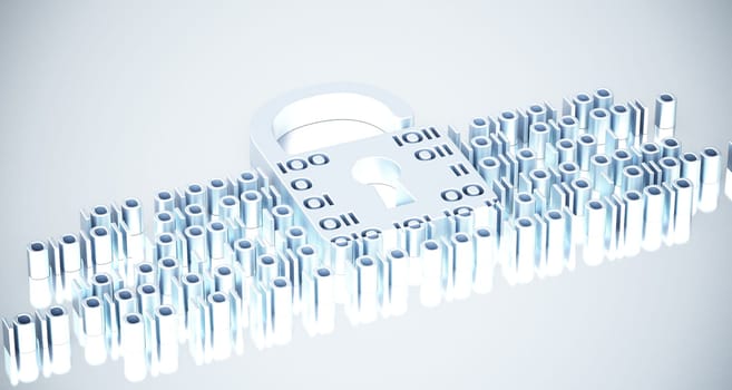 Padlock symbol and binary code. Internet security concept.