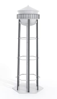 White water tower isolated on white background