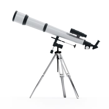 3D illustration of a telescope isolated on white background.