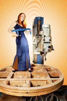 Woman with the wooden model