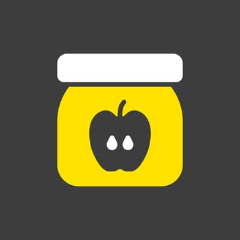 Jar of baby food with apple puree vector glyph icon. Graph symbol for children and newborn babies web site and apps design, logo, app, UI