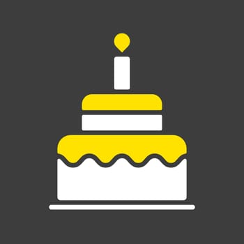 Birthday cake vector isolated glyph icon. Graph symbol for children and newborn babies web site and apps design, logo, app, UI