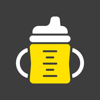 Toddler sippy cup vector glyph icon. Graph symbol for children and newborn babies web site and apps design, logo, app, UI