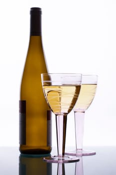 Wine bottle with two glasses