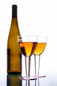 Wine bottle with two glasses
